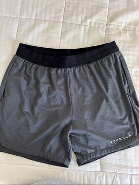 YoungLA Gray Athletic Shorts with Black Waistband